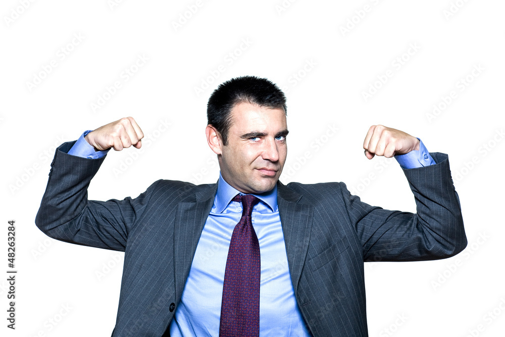 Portrait of an expressive man flexing muscles Portrait of an expressive man flexing muscles