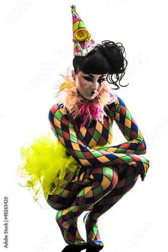 Foto woman harlequin circus dancer performer  silhouette