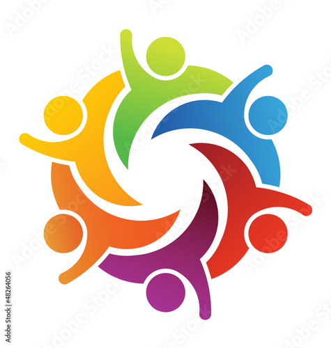 Teamwork Six People Logo Vector