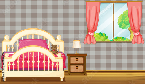 A bed and a lamp