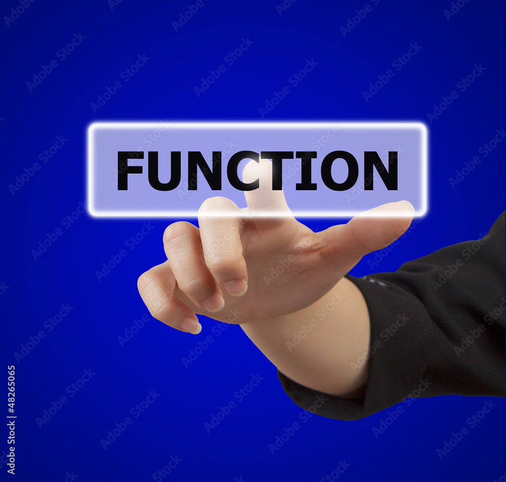 woman hand touching button function woman hand touching button function