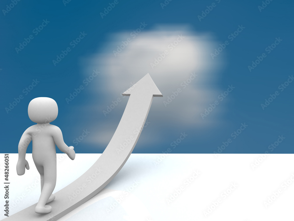 3d people running on a white arrow pointing up 3d people running on a white arrow pointing up