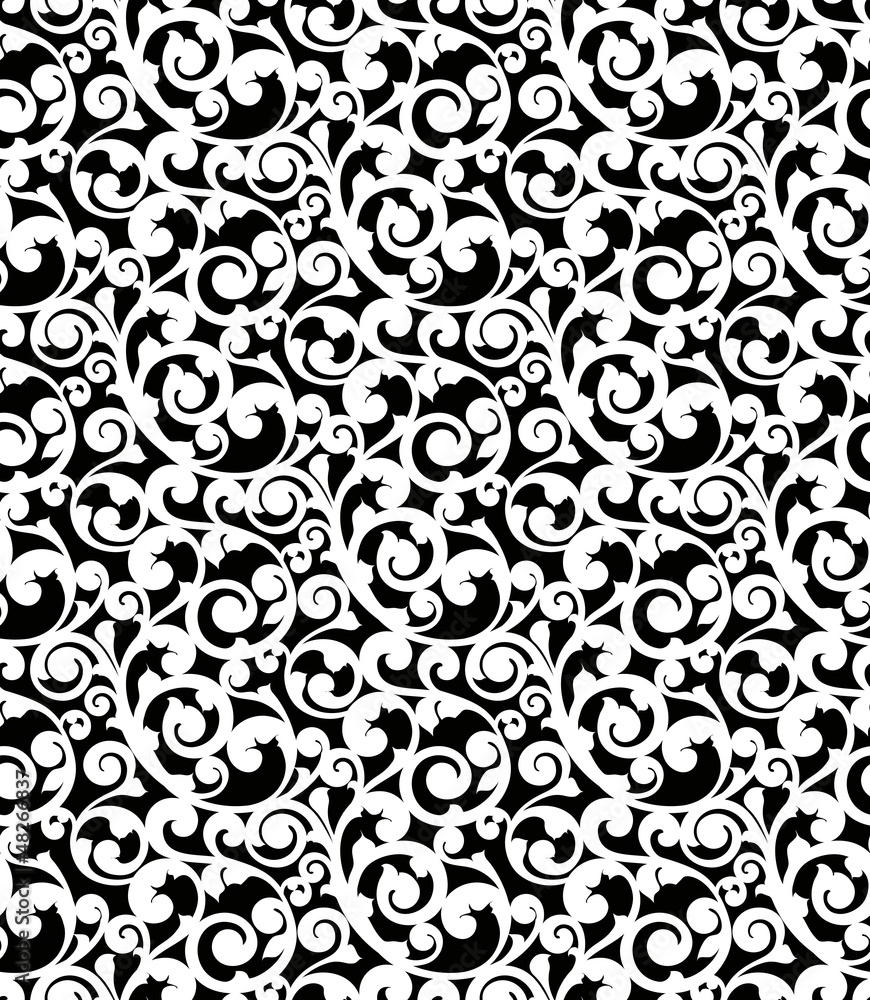 White seamless pattern, silhouette