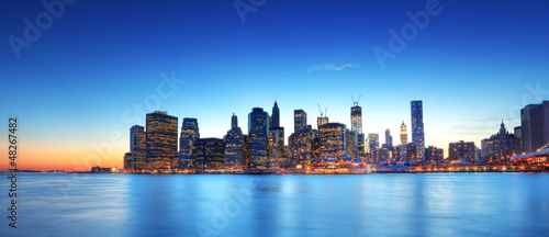 Panoramique de New York au crépuscule.