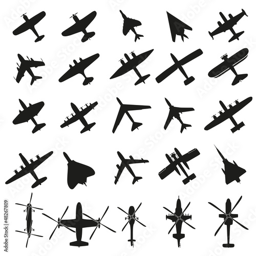 Collection of different airplane icons