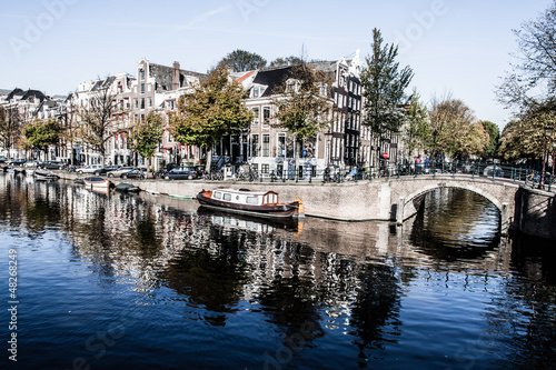 Typical Amsterdam architecture with bikes