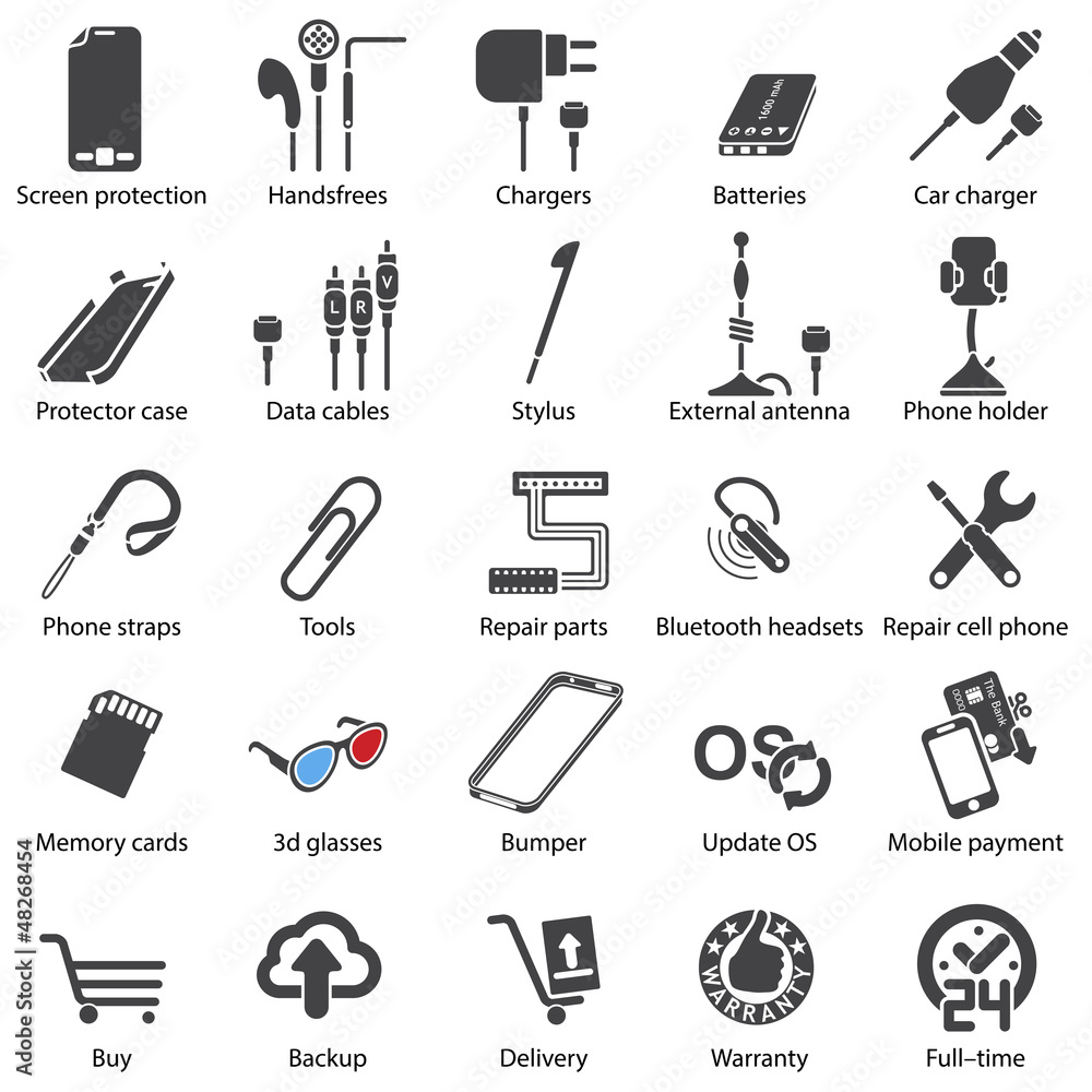 set Mobile servise web icons Stock Vector Adobe Stock