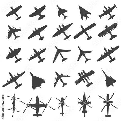 Collection of  different airplane icons