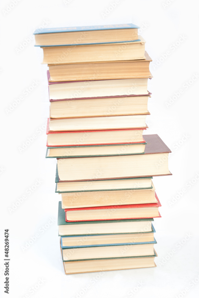 Book heap isolated on white