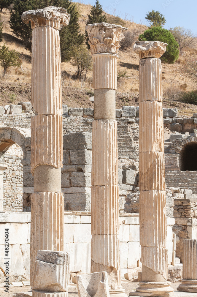 Ancient columns in Ephesus, Turkey