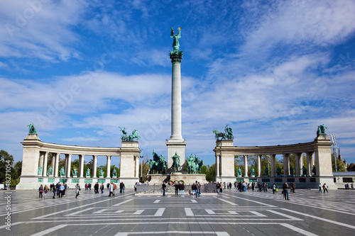 The Millennium Monument at Heroes' Square. Budapest, Hungary photo