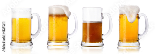 Frosty fresh beer set with foam isolated