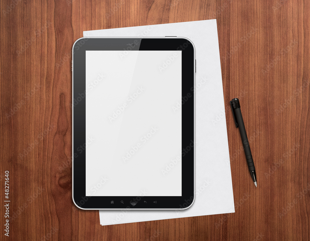 Digital tablet with pen on a desk Digital tablet with pen on a desk
