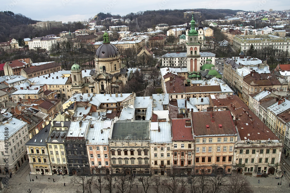 Panorama of the Lvov city from height