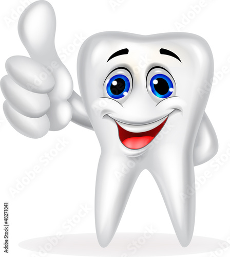 Tooth cartoon with thumb up