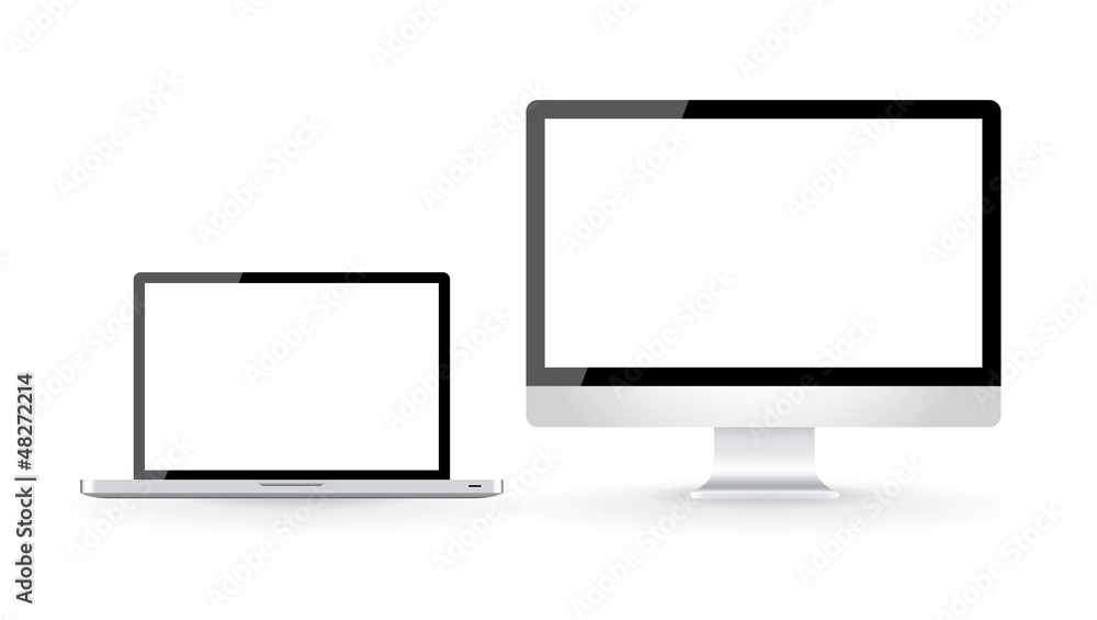 set of LCD computer and laptop - isolated illustration set of LCD computer and laptop - isolated illustration