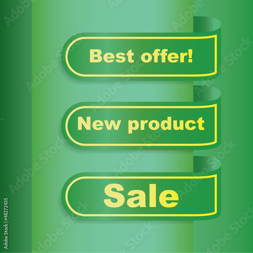 Ad banner, ribbons with offers, illusration
