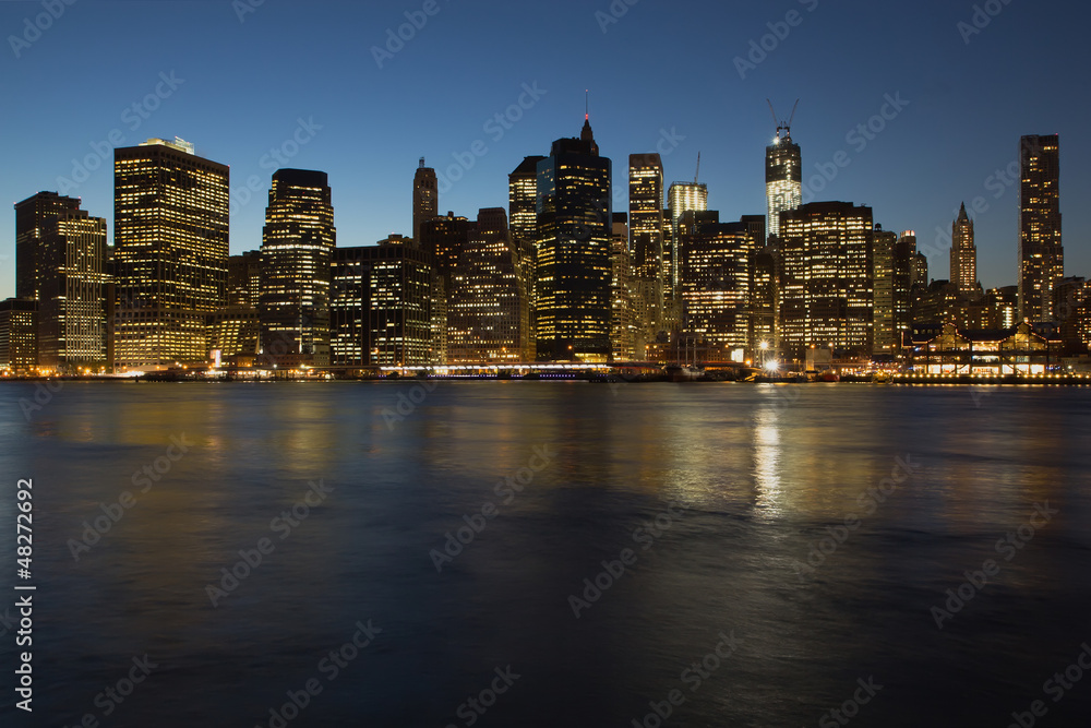 Lower Manhattan in the night