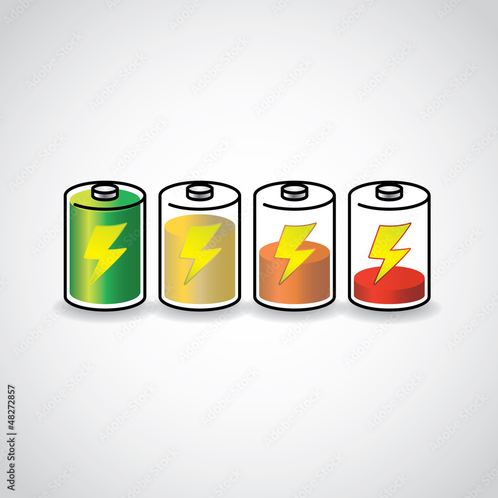 set of batteries with different level of charge, illustration set of batteries with different level of charge, illustration
