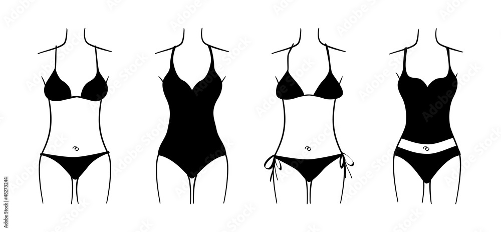 set of seasonal ladies swimsuits, isolated illustration set of seasonal ladies swimsuits, isolated illustration