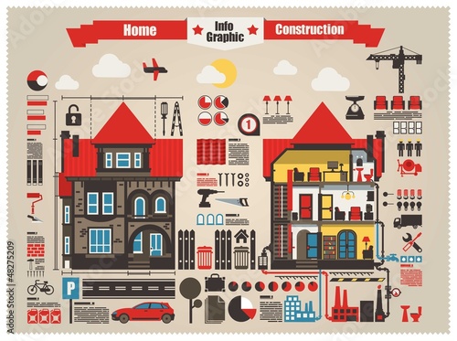home and construction info graphic elements
