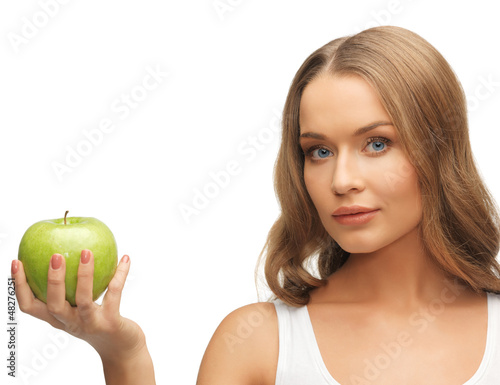 woman with green apple