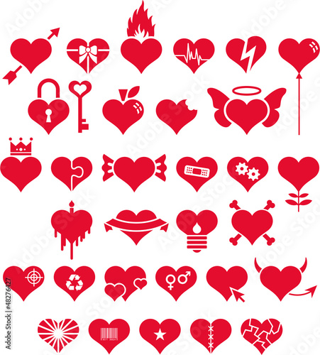 Set of hearts with different motives