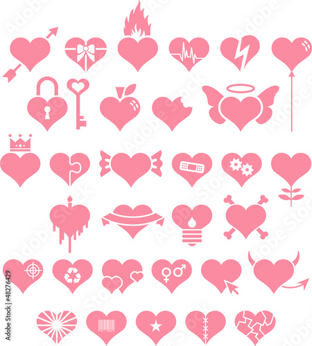 Set of hearts with different motives