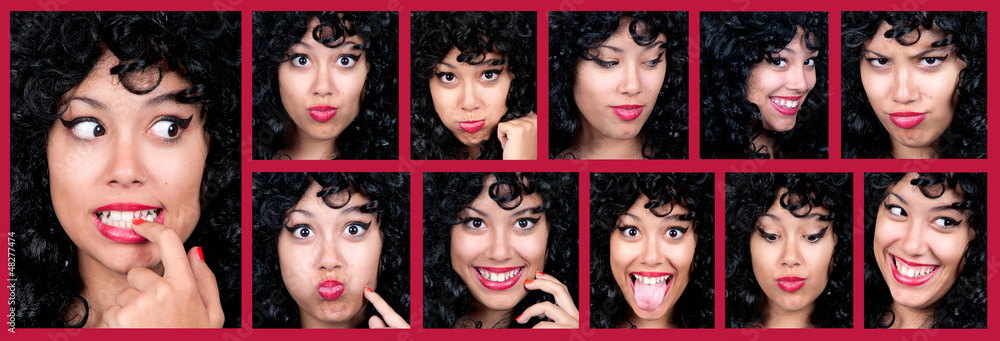 woman different facial expressions. woman different facial expressions.