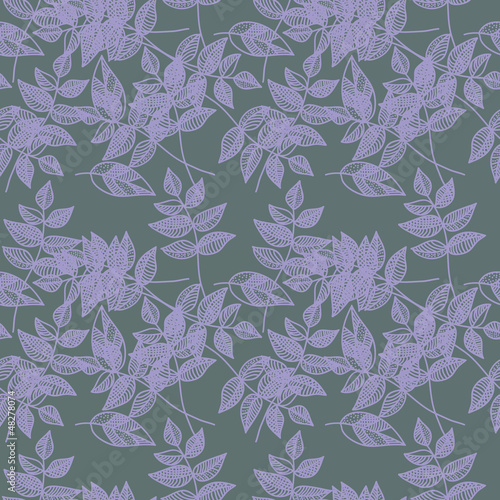 Vector illustration of leaves. (Seamless stylish pattern)