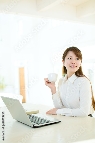 Beautiful asian businesswoman using a laptop computer