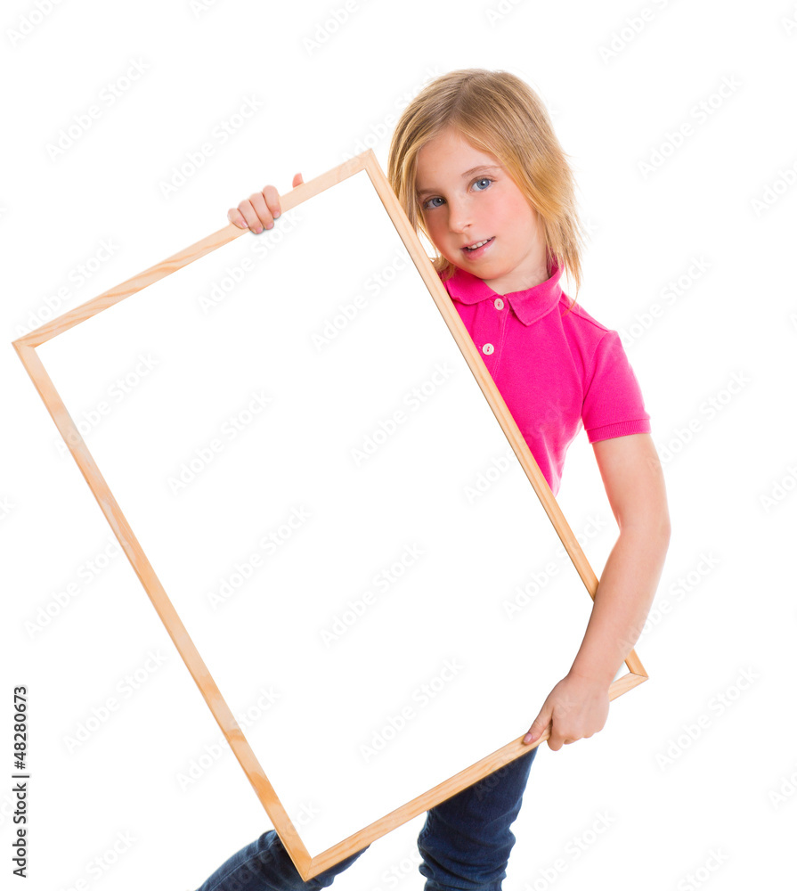 child kid happy girl holding blank blackboard copyspace child kid happy girl holding blank blackboard copyspace