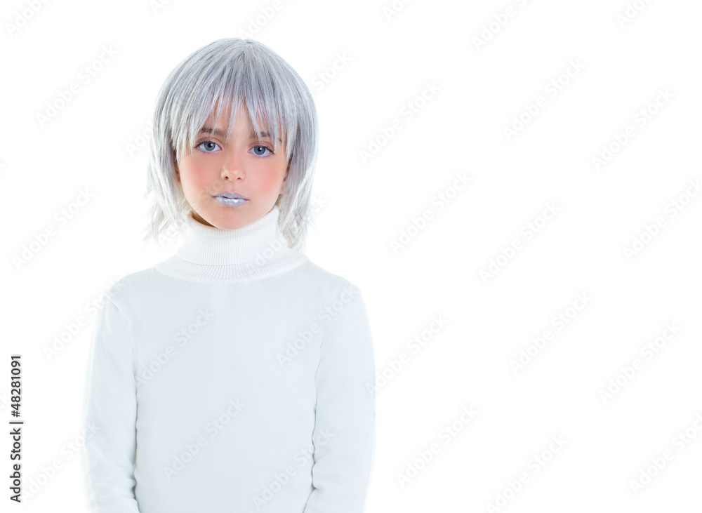 beautiful futuristic kid girl futuristic child with gray hair beautiful futuristic kid girl futuristic child with gray hair