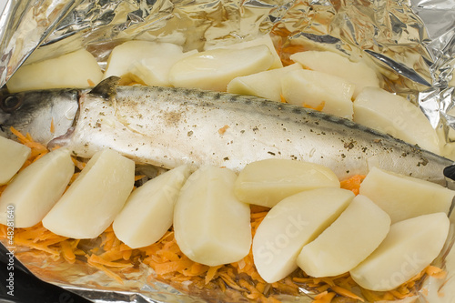 mackerel prepared for roasting