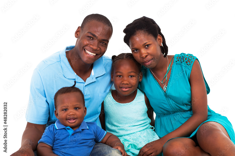joyful african american family isolated on white