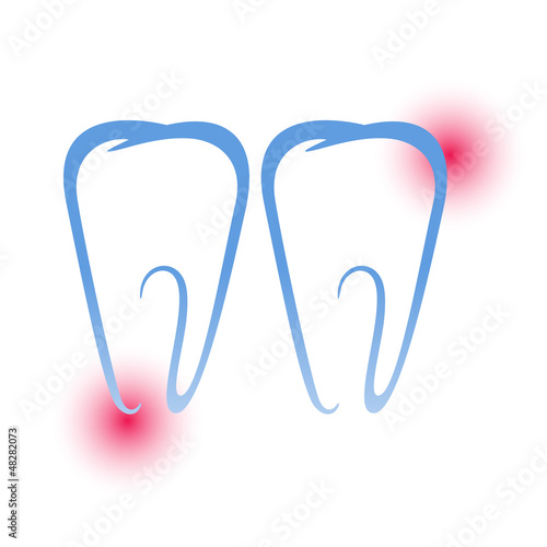 Sick teeth isolated on a white background