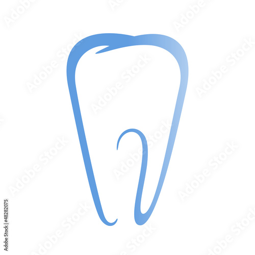 Sign of tooth on a white background