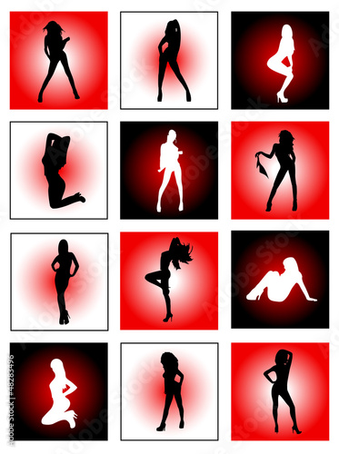 Silhouettes of dancing girls