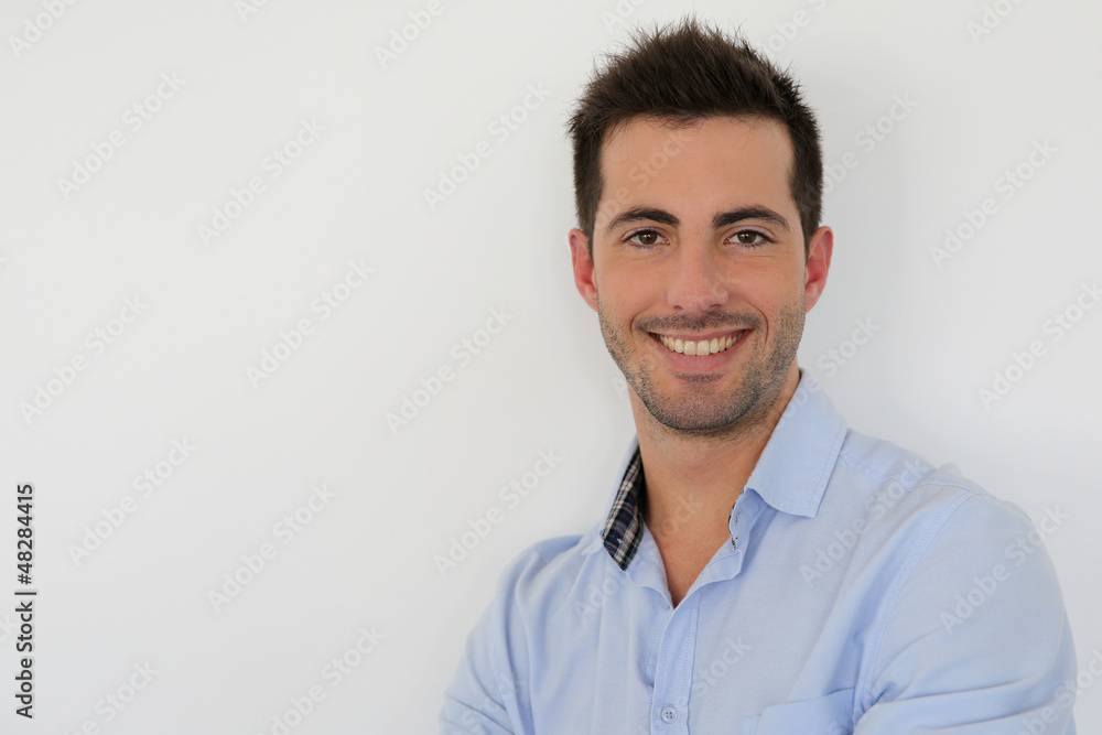 Portrait of handsome guy on white background Portrait of handsome guy on white background