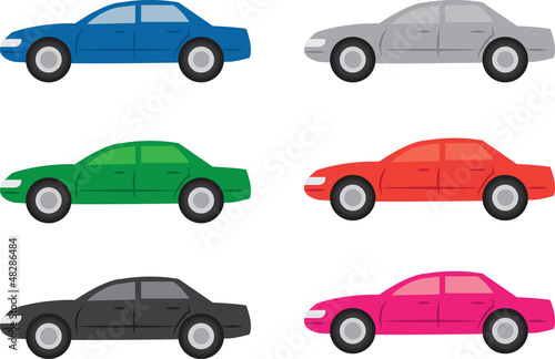 Isolated cars in various colors