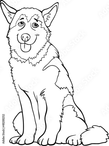 husky or malamute dog cartoon for coloring