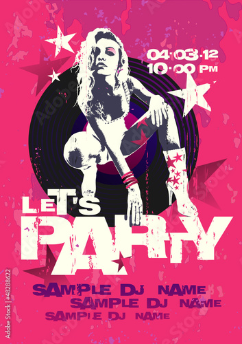 party design template with fashion girl and place for text