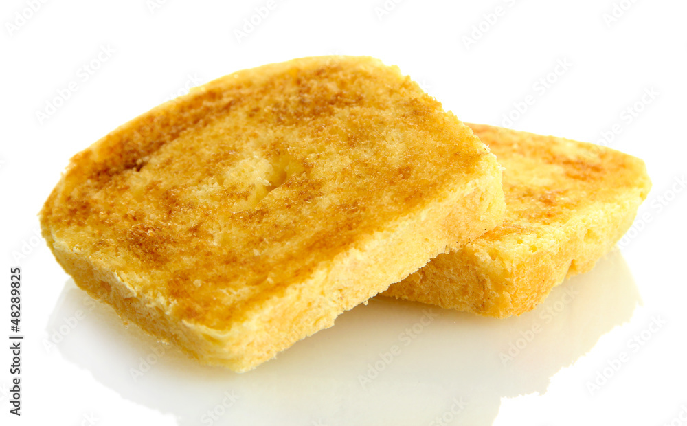 White bread toast, isolated on white