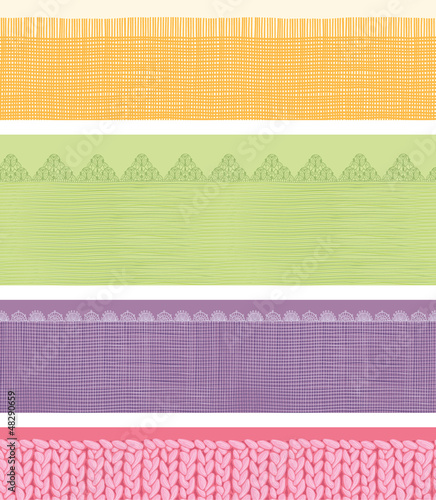 Vector Set of four horizontal textile fabric textures seamless