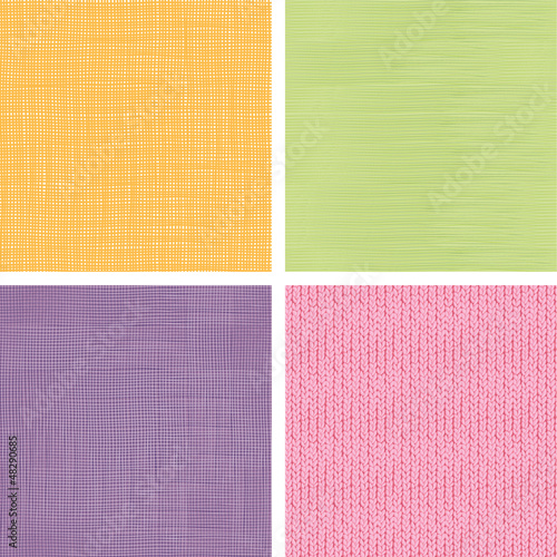 Vector set of four textile fabric textures seamless patterns