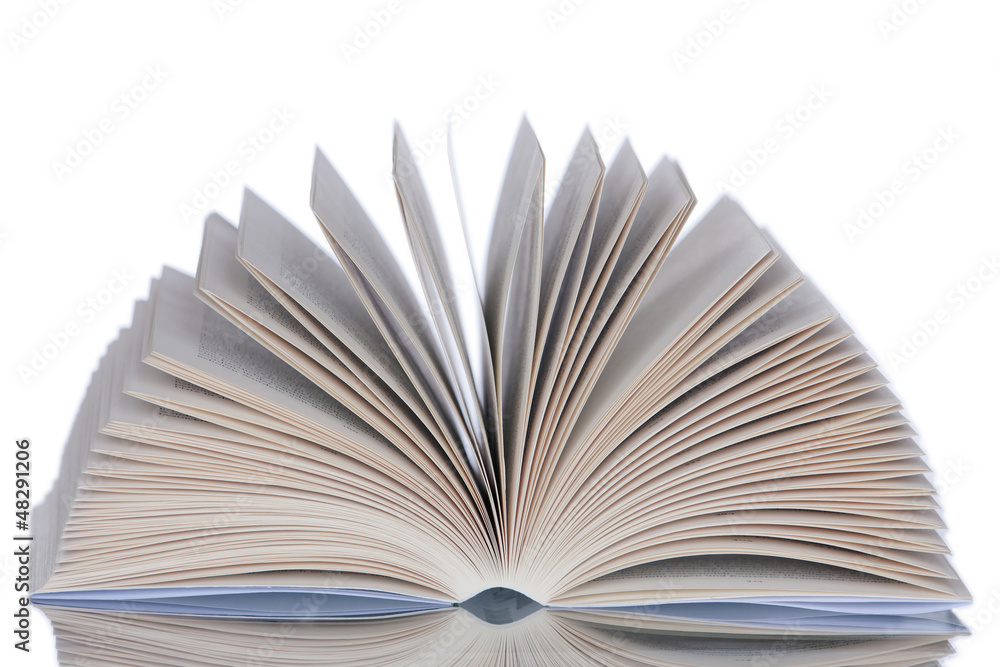 Fototapeta premium Buch aufgeschlagen auf weißem Hintergrund
