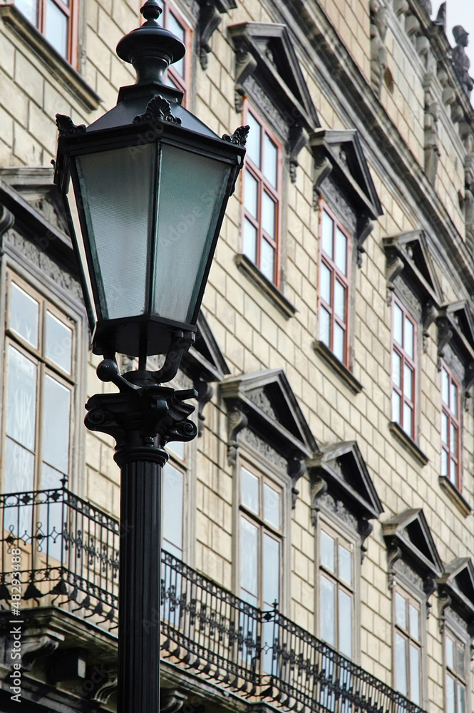 Street light on the background of the old building in Lvov Street light on the background of the old building in Lvov