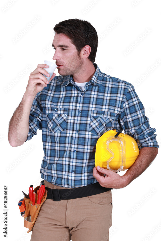 craftsman drinking coffee