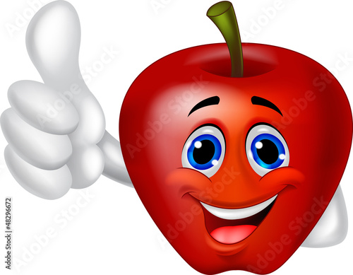 Aple cartoon with thumb up