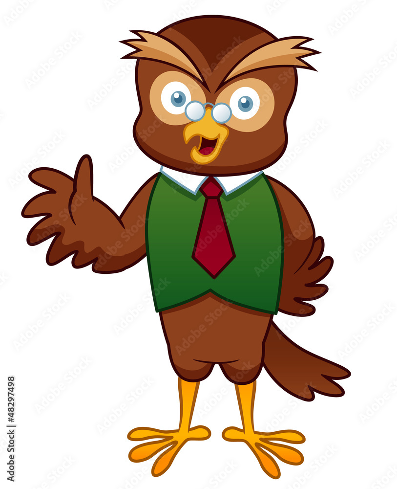 Fototapeta premium illustration of Cartoon Professor Owl